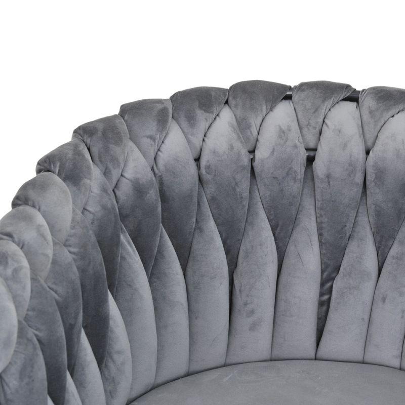 Lot de 2 Chaises en Velours tressé matelassé doux avec accoudoirs gris anthracite et Pieds métal - BOWI 2