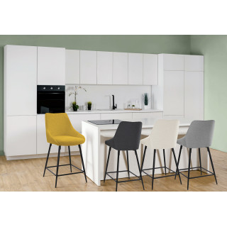 Lot de 2 tabourets de Bar en Tissu Jaune et pieds Évasé Fin Métal Noir - JAZZY 2