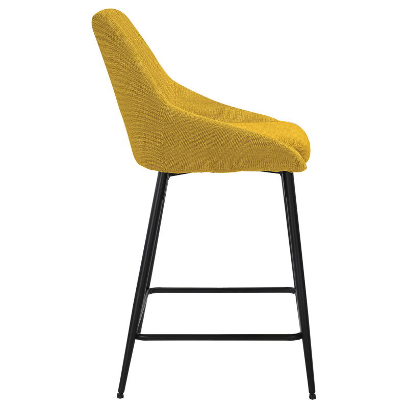 Lot de 2 tabourets de Bar en Tissu Jaune et pieds Évasé Fin Métal Noir - JAZZY 2