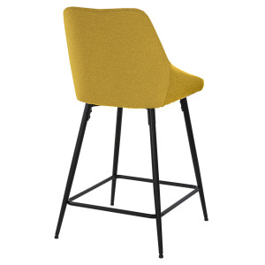 Lot de 2 tabourets de Bar en Tissu Jaune et pieds Évasé Fin Métal Noir - JAZZY 2
