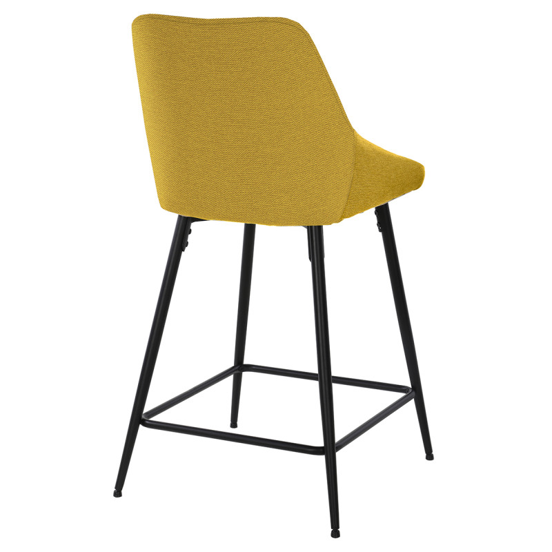 Lot de 2 tabourets de Bar en Tissu Jaune et pieds Évasé Fin Métal Noir - JAZZY 2