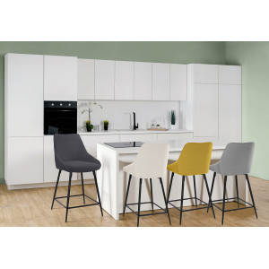 Lot de 2 tabourets de Bar en Tissu Gris Anthracite pieds Évasé Fin Métal Noir - JAZZY 2
