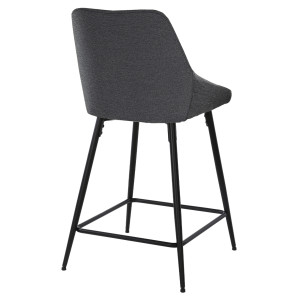Lot de 2 tabourets de Bar en Tissu Gris Anthracite pieds Évasé Fin Métal Noir - JAZZY 2