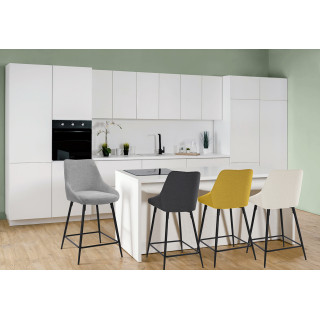 Lot de 2 Tabourets de Bar en Tissu Gris Clair pied Évasé Fin en Métal Noir - JAZZY 2
