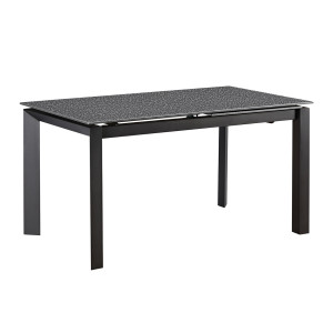 Table extensible 140 à 200 cm en verre trempé effet métal poudré et 4 pieds métal - MARGE