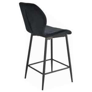 Lot 2 chaises de bar en velours noir et pieds en métal - EMILIO 2