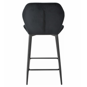 Lot 2 chaises de bar en velours noir et pieds en métal - EMILIO 2