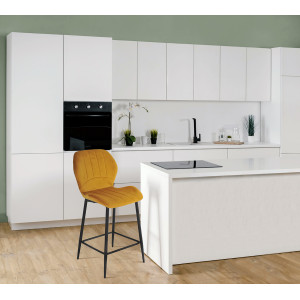 Lot 2 chaises de bar en velours jaune et pieds en métal - EMILIO 2