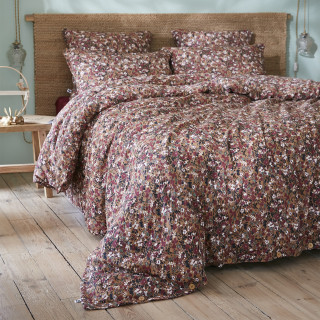Lot 2 taies 50 x 70 cm en gaze de coton camel et fleuri - ISABELA 1