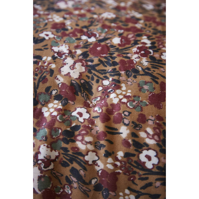 Housse de couette 240 x 220 gaze de coton camel et fleuri - ISABELA 1