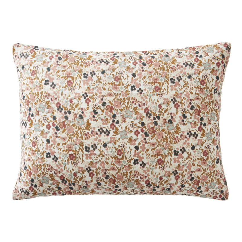 Parure de lit 260 x 240 cm gaze de coton écru et fleuri - ISABELA 2