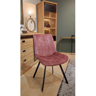 Lot de 2 Chaises en Velours Rose Rembourrées pieds en Métal Noir - NANY