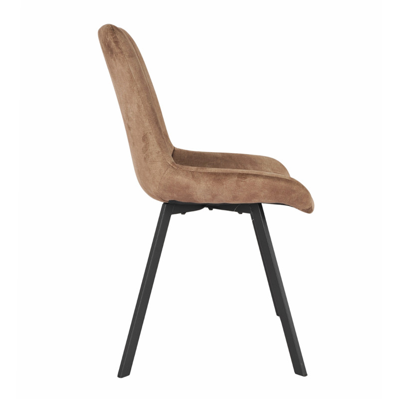 Lot de 2 Chaises en Velours Taupe Marron Rembourrées pieds en Métal Noir - NANY