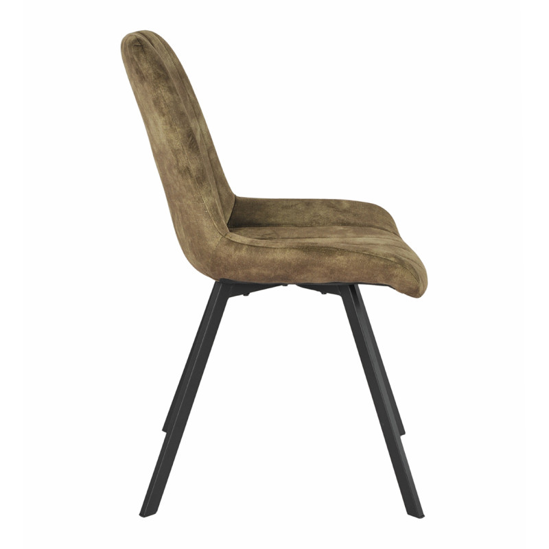 Lot de 2 Chaises en Velours Vert Kaki Rembourrées pieds en Métal Noir - NANY