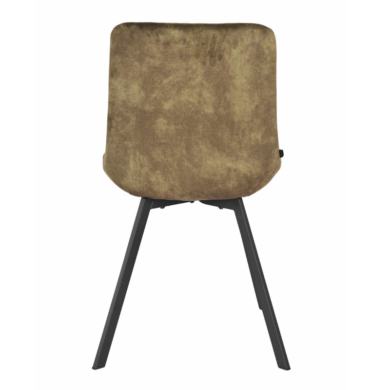 Lot de 2 Chaises en Velours Vert Kaki Rembourrées pieds en Métal Noir - NANY