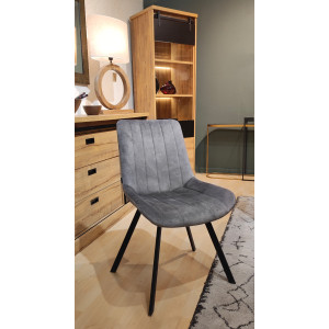 Lot de 2 Chaises en Velours Gris Rembourrées pieds en Métal Noir - NANY