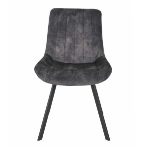 Lot de 2 Chaises en Velours Gris Anthracite Rembourrées pieds en Métal Noir - NANY