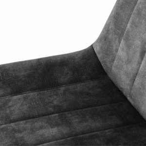 Lot de 2 Chaises en Velours Gris Anthracite Rembourrées pieds en Métal Noir - NANY