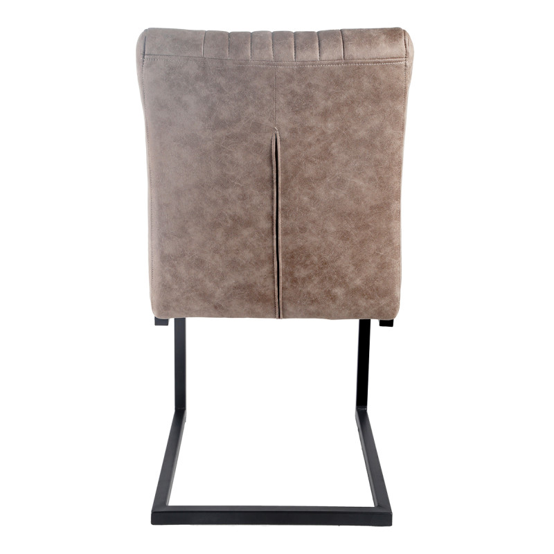 Lot de 2 chaises en tissu microfibre marron taupe vintage effet simili avec pied métal noir - VIVI 2