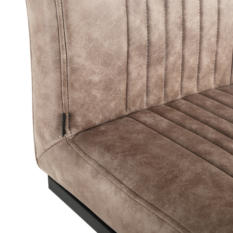 Lot de 2 chaises en tissu microfibre marron taupe vintage effet simili avec pied métal noir - VIVI 2