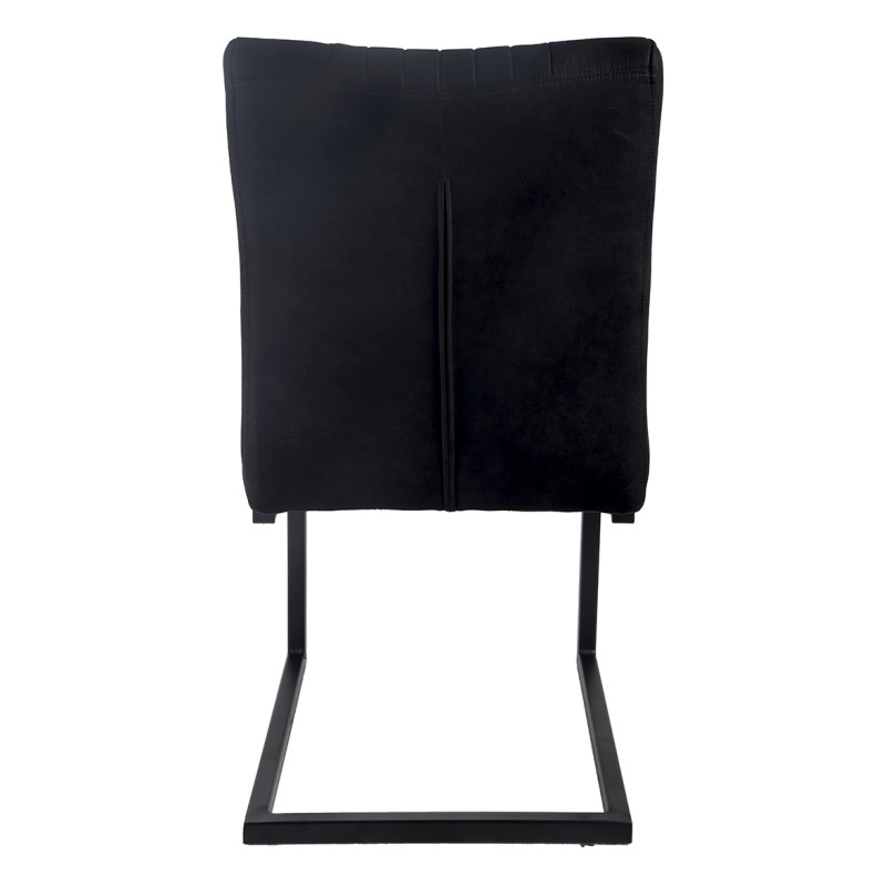 Lot de 2 chaises en tissu microfibre noir vintage effet simili avec pied métal noir - VIVI 2