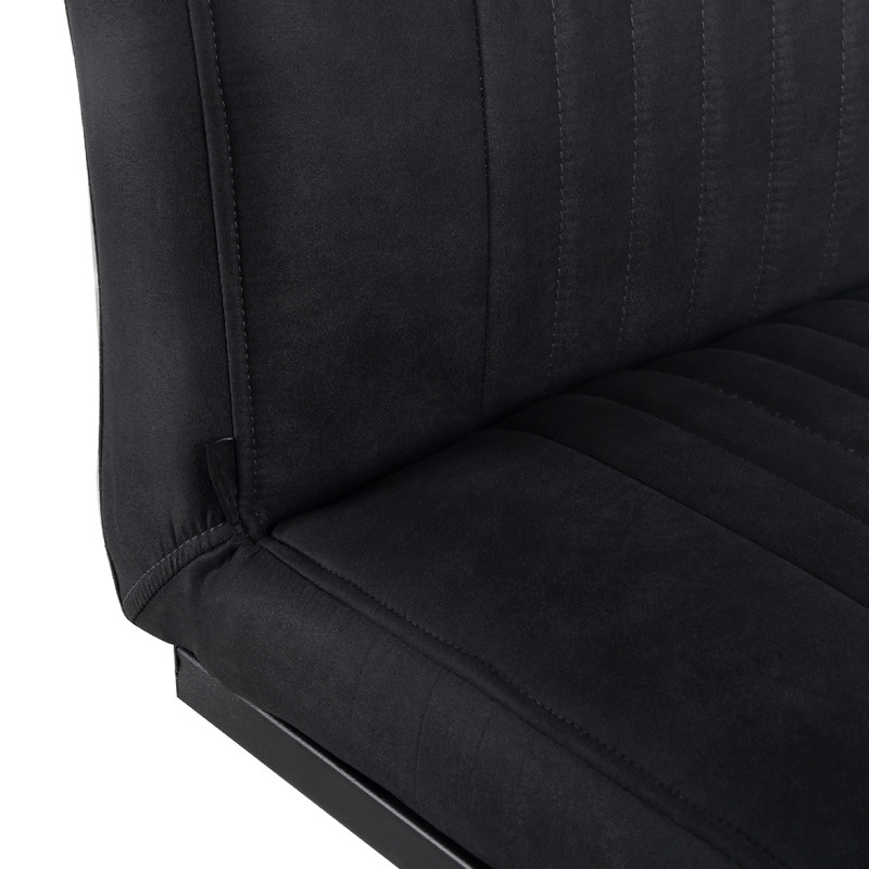 Lot de 2 chaises en tissu microfibre noir vintage effet simili avec pied métal noir - VIVI 2