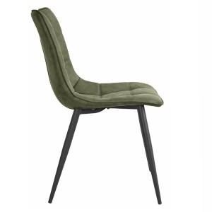 Lot de 2 chaises tissu microfibre vert vintage effet simili avec poignée et pieds noirs - MUSE 2