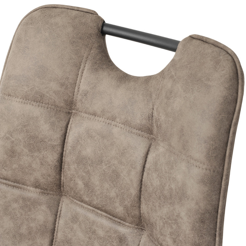 Lot de 2 chaises en tissu microfibre taupe vintage effet simili avec poignée et pieds métal noirs MUSE 2