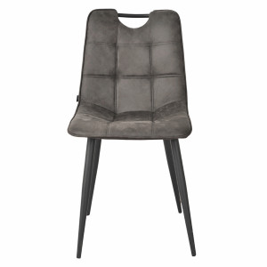 Lot de 2 chaises en tissu microfibre gris anthracite effet simili avec poignée et pieds métal noirs - MUSE 2