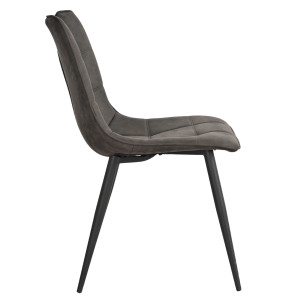 Lot de 2 chaises en tissu microfibre gris anthracite effet simili avec poignée et pieds métal noirs - MUSE 2