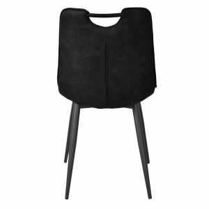 Lot de 2 chaises en tissu microfibre noir vintage effet simili avec poignée et pieds métal noirs - MUSE 2
