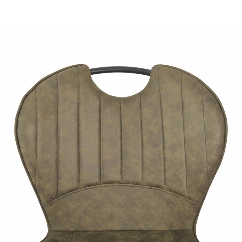 Lot de 2 Chaises Microfibre Vert aspect vieilli pieds en Métal Noir - WILLY 2