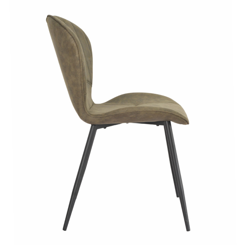 Lot de 2 Chaises Microfibre Vert aspect vieilli pieds en Métal Noir - WILLY 2