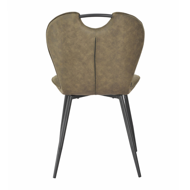 Lot de 2 Chaises Microfibre Vert aspect vieilli pieds en Métal Noir - WILLY 2