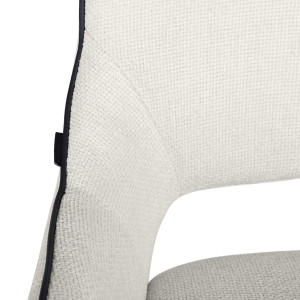 Lot de 2 chaises en tissu écru design avec passepoil en smili noir et 4 pieds en métal noir - ANAIS 2