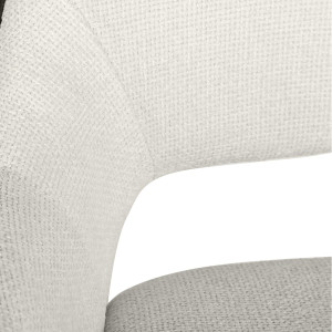 Lot de 2 chaises en tissu écru design avec passepoil en smili noir et 4 pieds en métal noir - ANAIS 2