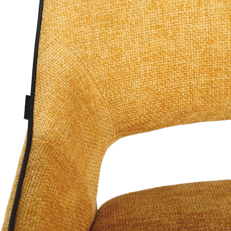 Lot de 2 chaises en tissu jaune design avec passepoil en smili noir et 4 pieds en métal noir - ANAIS 2