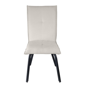Lot de 2 chaises en tissu classique écru beige avec pieds métal noir – ARIA 2