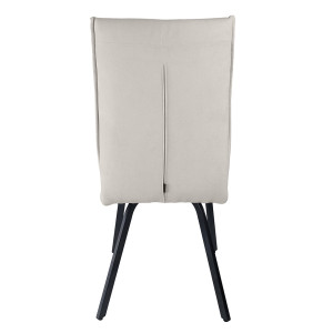 Lot de 2 chaises en tissu classique écru beige avec pieds métal noir – ARIA 2