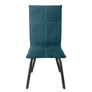 Lot de 2 chaises en tissu classique bleu canard avec pieds métal noir  – ARIA 2