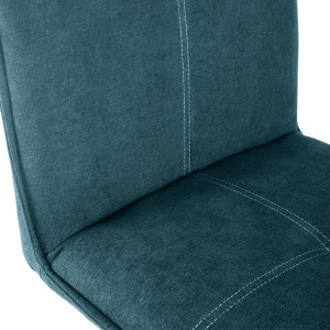 Lot de 2 chaises en tissu classique bleu canard avec pieds métal noir  – ARIA 2