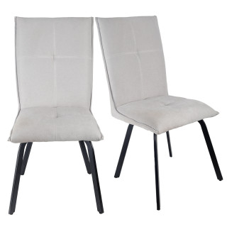 Lot de 2 chaises en tissu classique gris clair avec pieds métal noir – ARIA 2