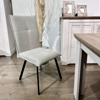 Lot de 2 chaises en tissu classique gris clair avec pieds métal noir – ARIA 2