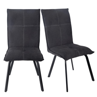 Lot de 2 chaises en tissu classique gris anthracite avec pieds métal noir – ARIA 2