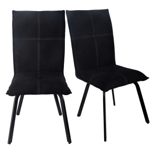 Lot de 2 chaises en tissu classique noir avec pieds métal noir – ARIA 2