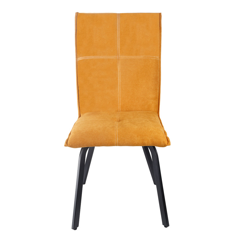 Lot de 2 chaises en tissu classique jaune moutarde avec pieds métal noir – ARIA 2