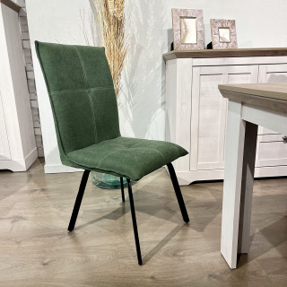 Lot de 2 chaises en tissu classique vert avec pieds métal noir – ARIA 2