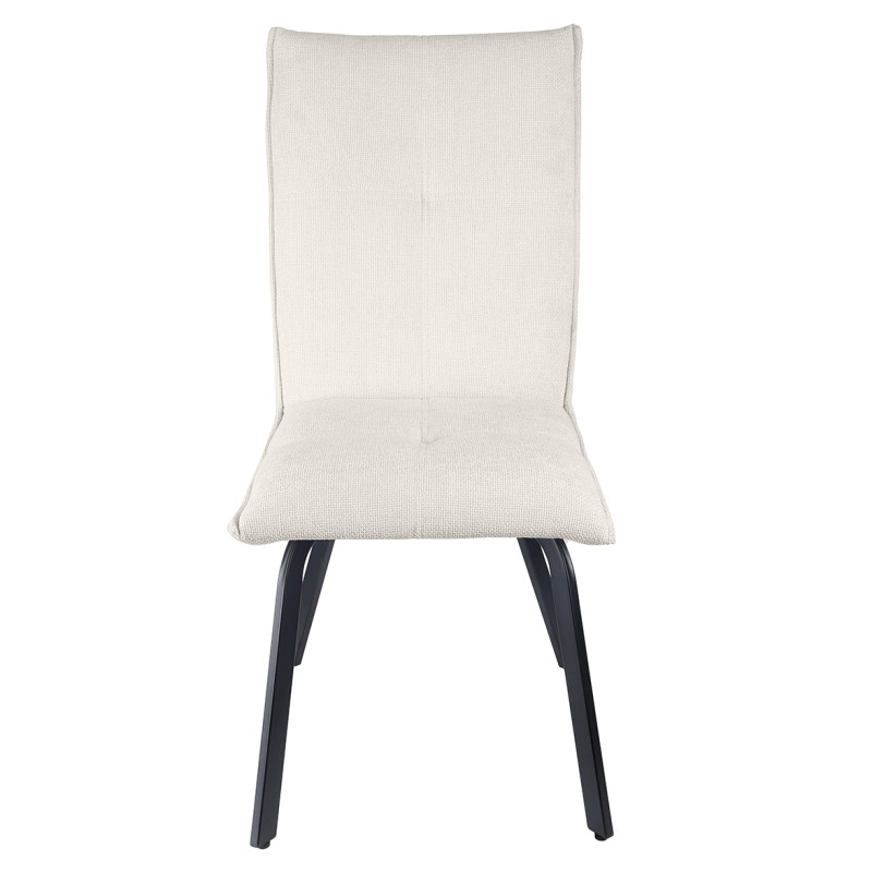 Lot de 2 chaises en tissu effet maille écru beige avec pieds métal noir – ARIA 2