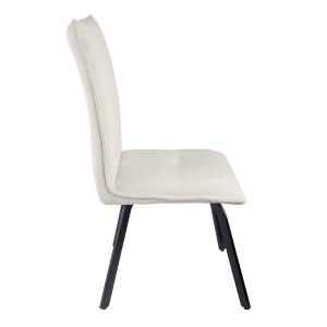 Lot de 2 chaises en tissu effet maille écru beige avec pieds métal noir – ARIA 2