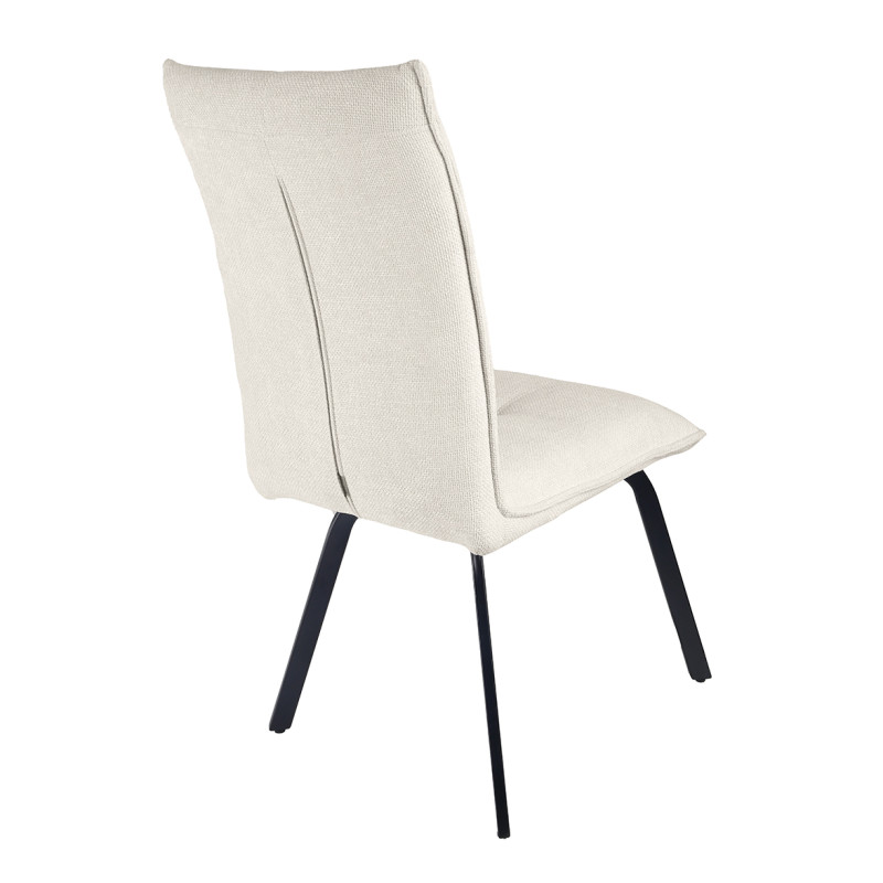 Lot de 2 chaises en tissu effet maille écru beige avec pieds métal noir – ARIA 2